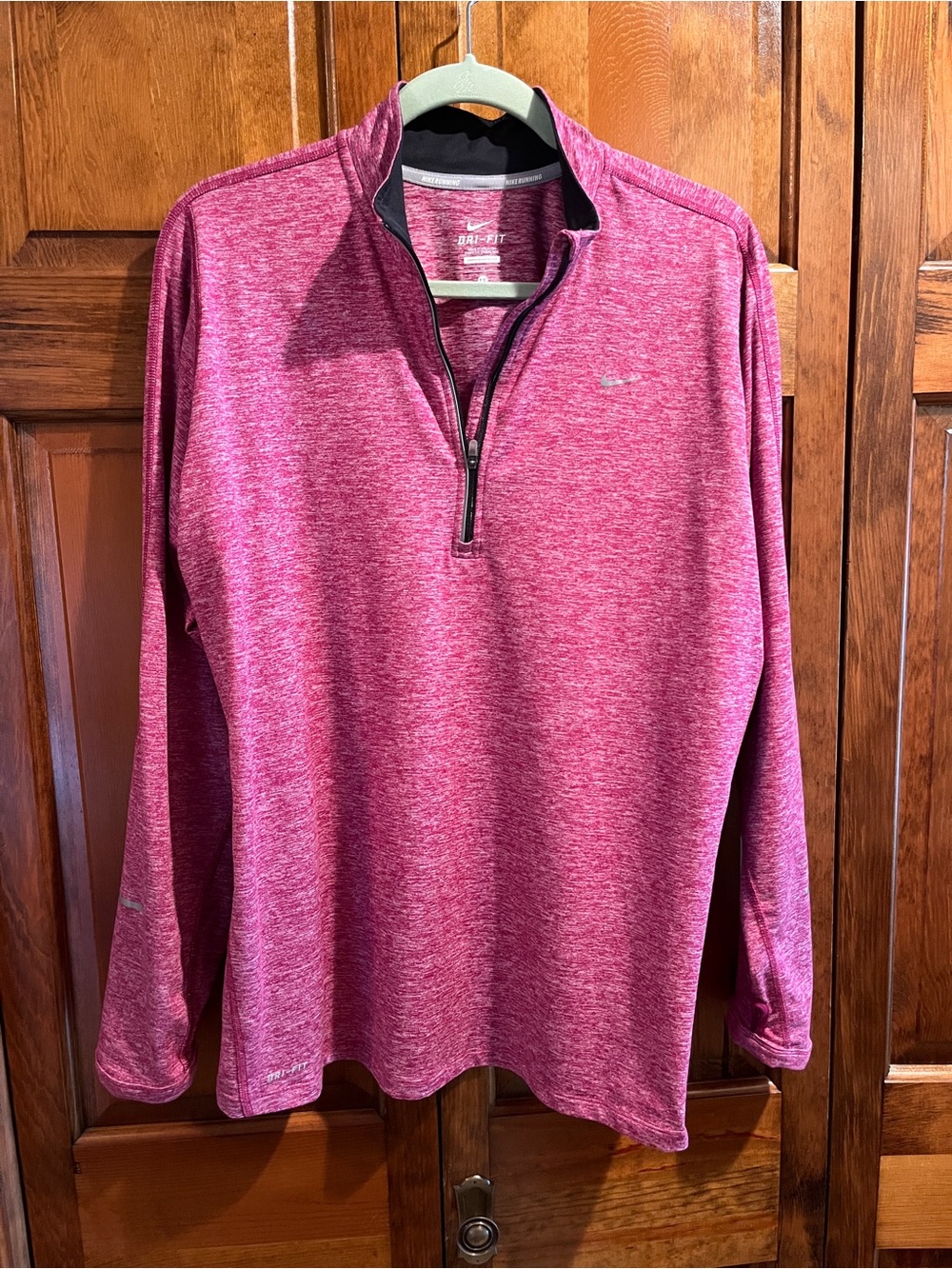 Nike Dri-Fit Womenโs Pink Heather 1/4 Zip Mock Neck Top size 1X